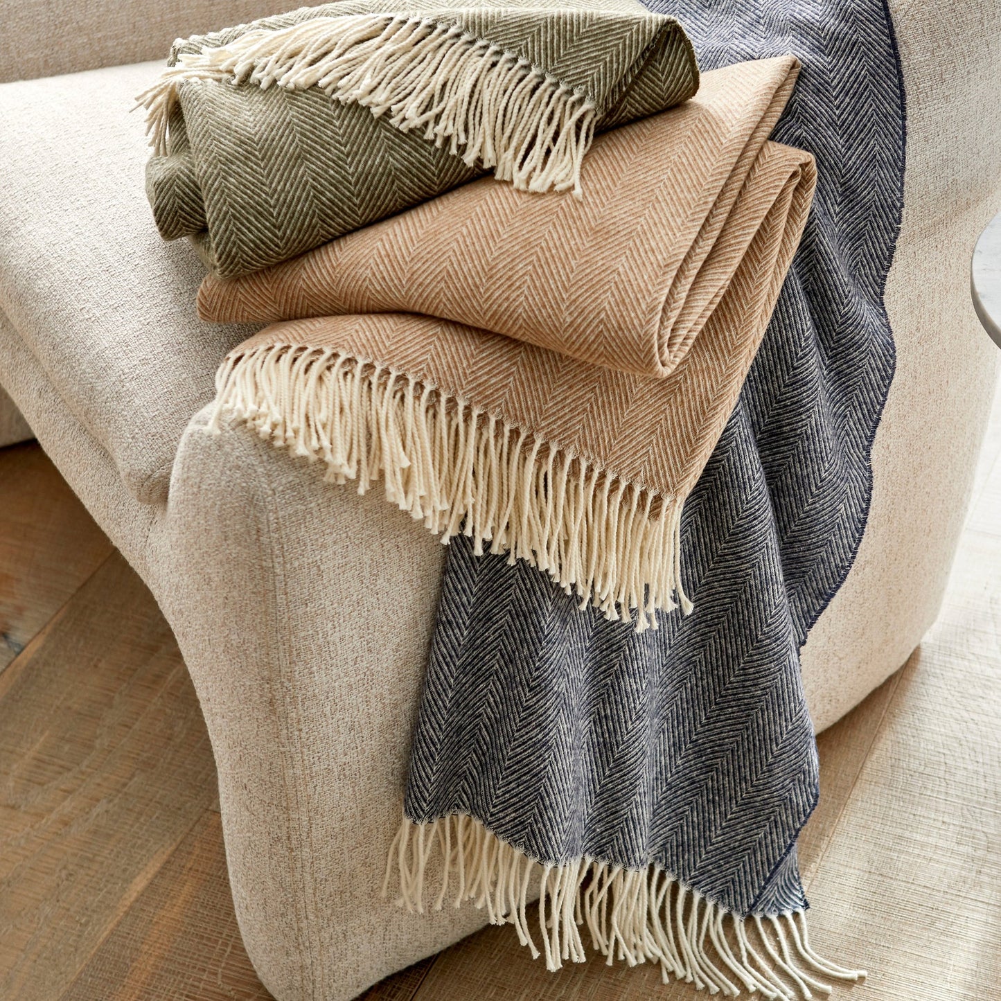 Sunset Chevron Throw – Taupe Acrylic | Cotton 51" x 71"