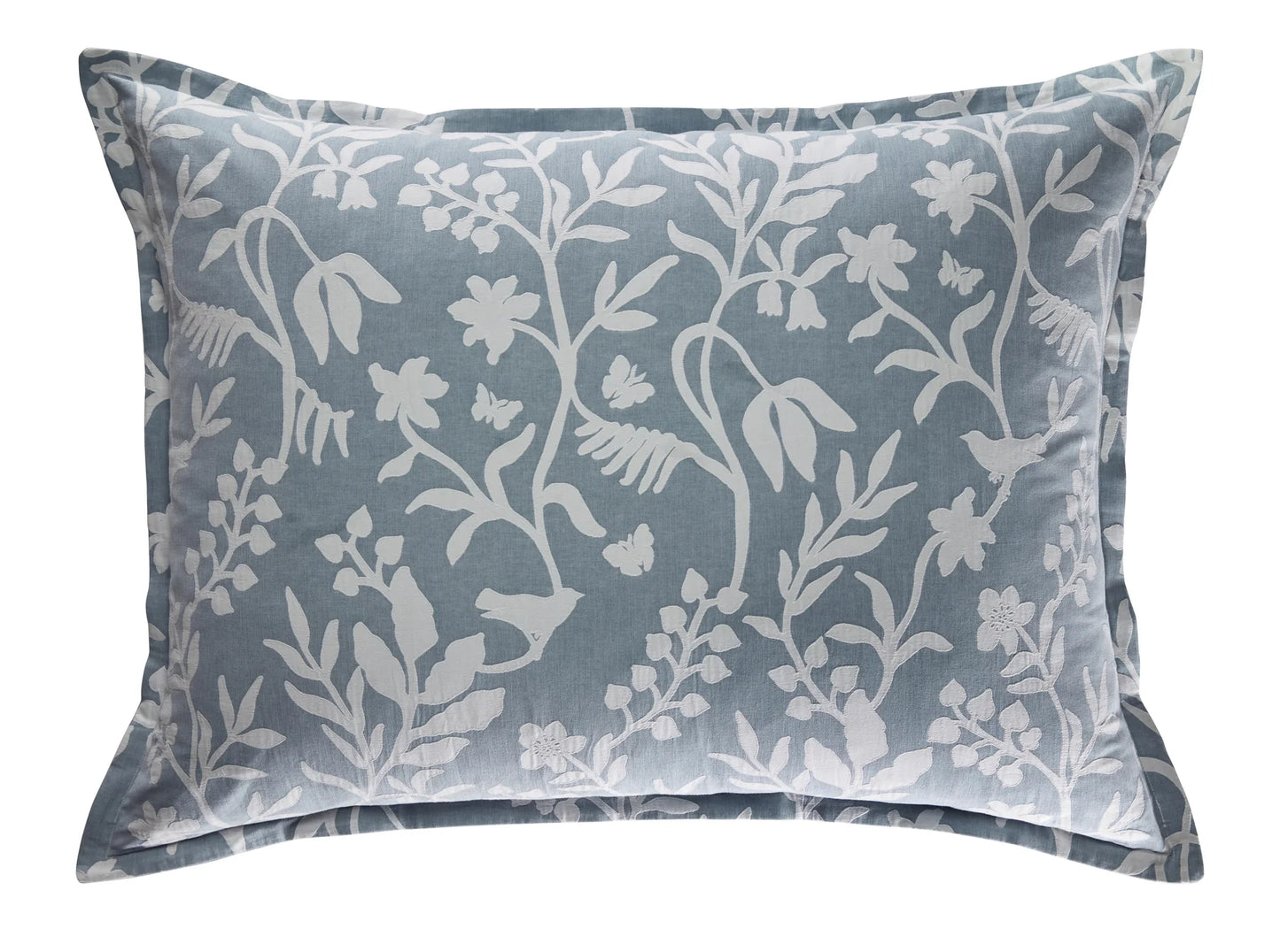 Keys Luxe Euro Pillow | Garment-Washed Blue & White Cotton