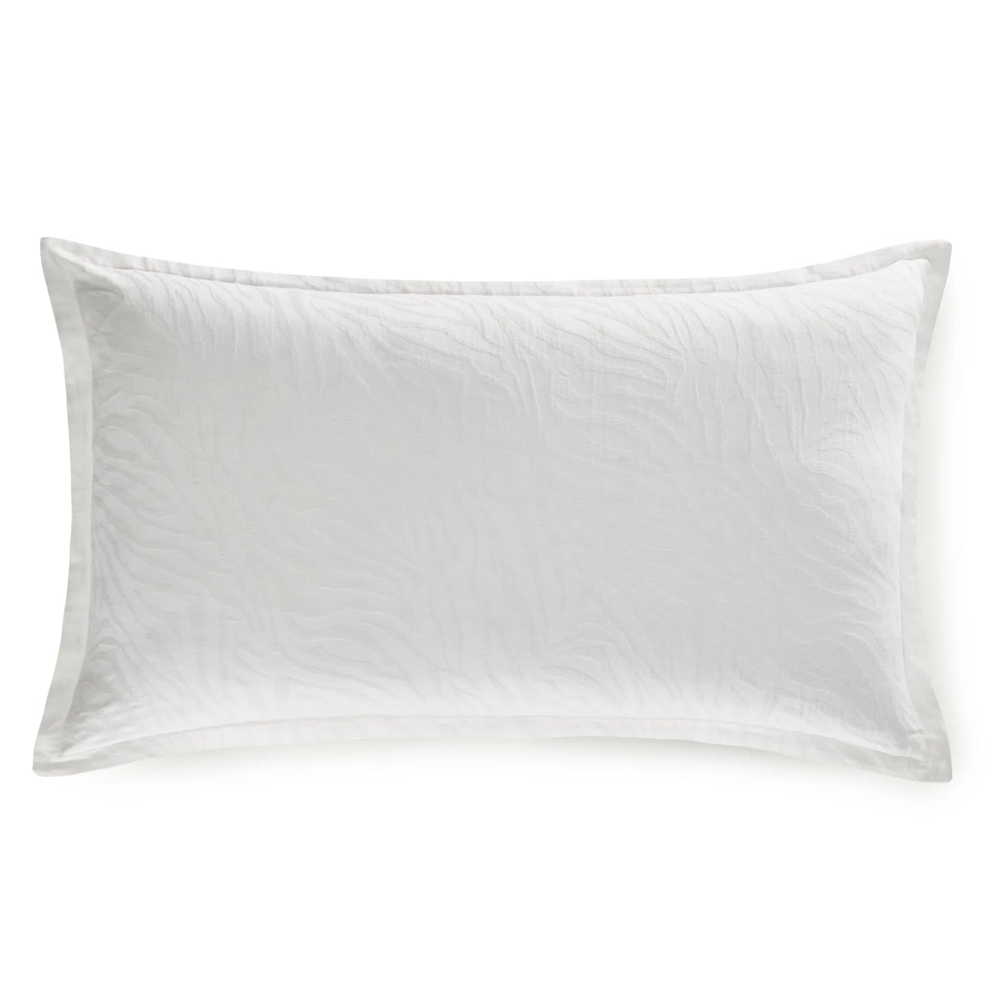 Waves King Pillow White Cotton and Linen 20x36