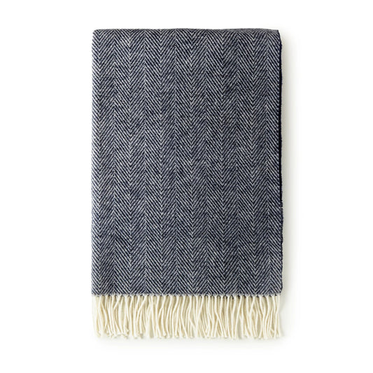 Sunset Chevron Throw – Navy Blue Acrylic | Cotton 51" x 71"