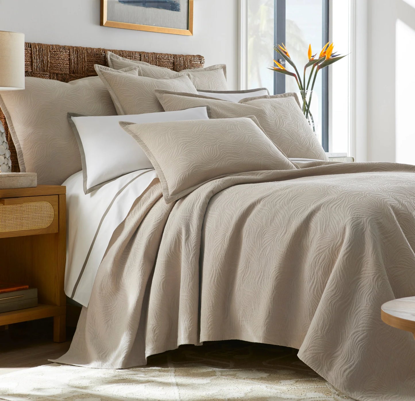 Caribbean Matelassé Coverlet Trench Coat Cotton Queen 96x98