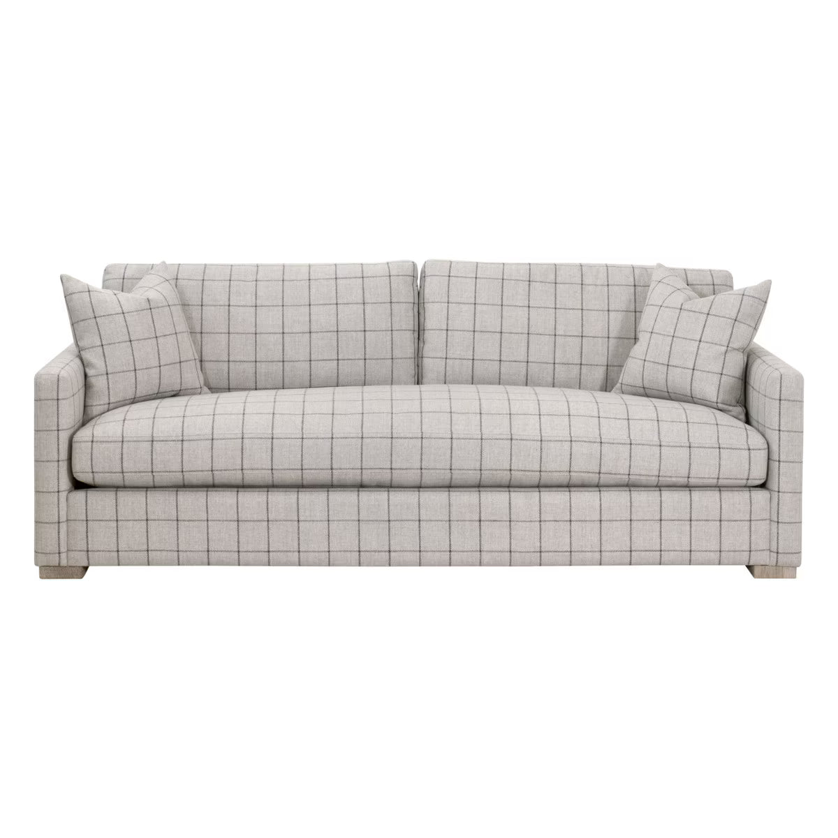 Pebble Beach Slim Arm Sofa Performance Windowpane Cement