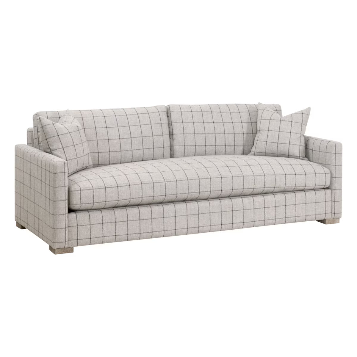 Pebble Beach Slim Arm Sofa Performance Windowpane Cement