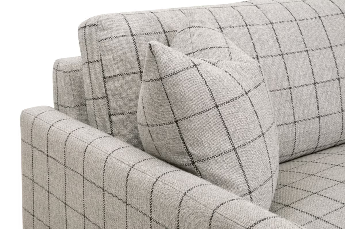 Pebble Beach Slim Arm Sofa Performance Windowpane Cement