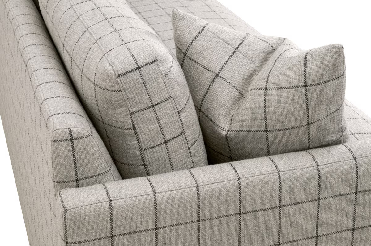 Pebble Beach Slim Arm Sofa Performance Windowpane Cement