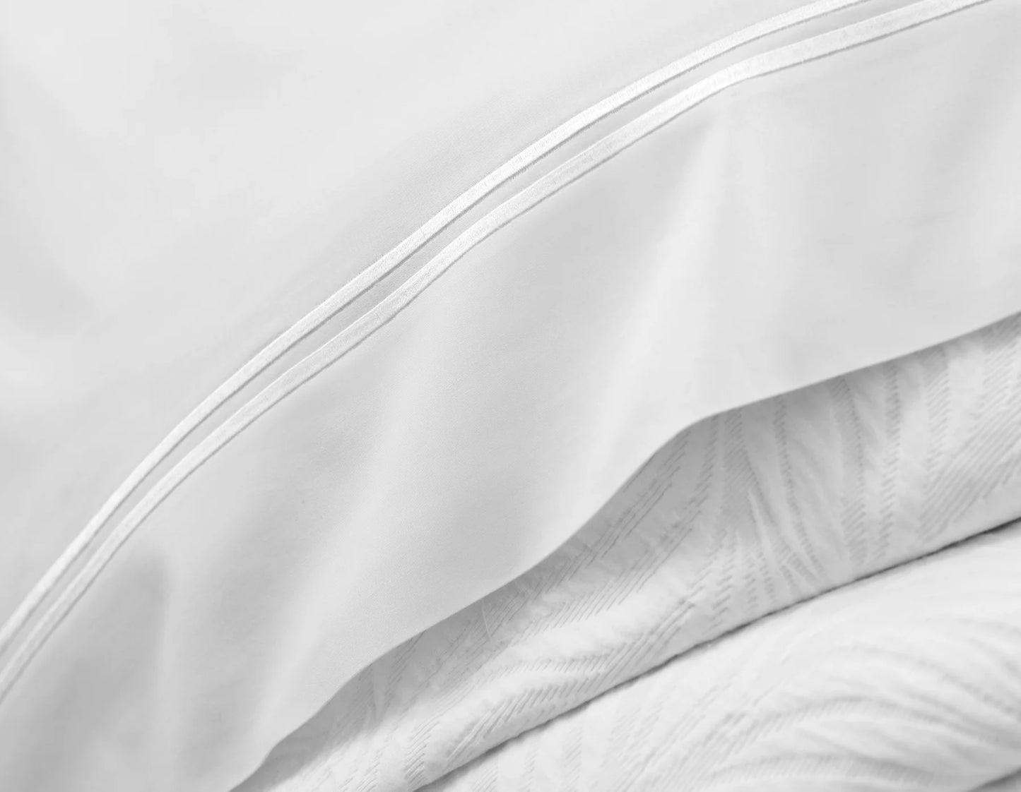 Last Mango Queen Sheet Set – White/White Double Border | 200TC Cotton Percale