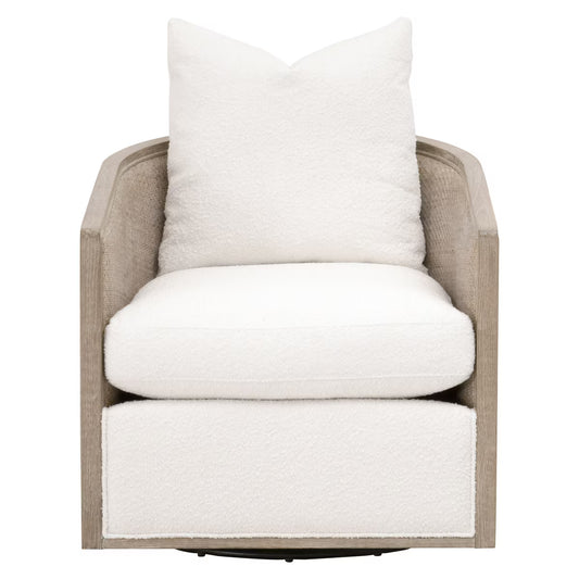 Palm Beach Swivel Club Chair Natural Gray Oak & Cane