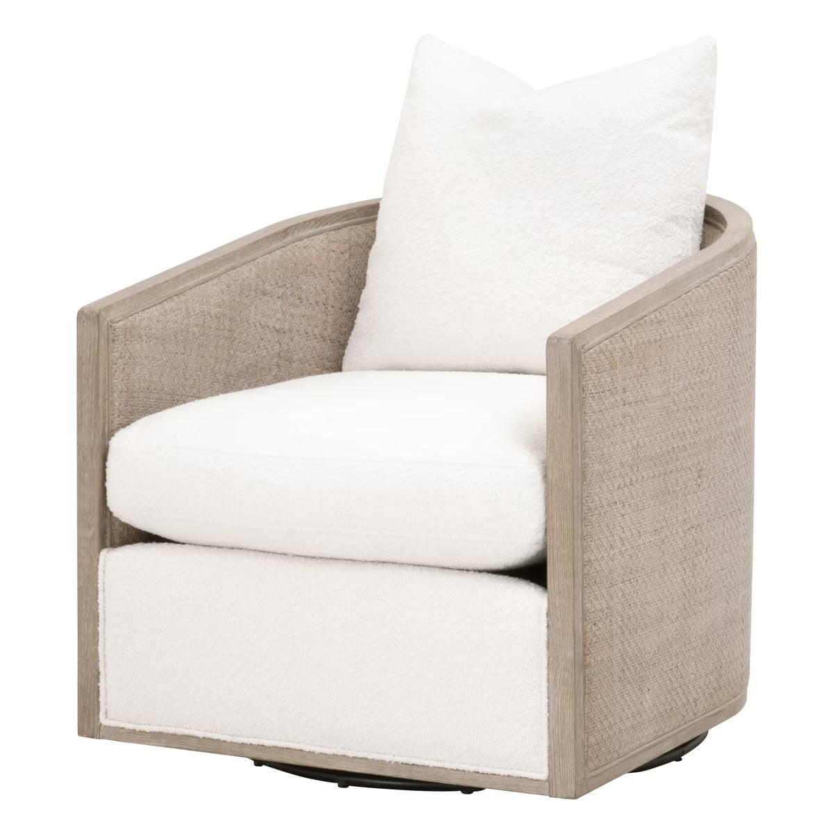Palm Beach Swivel Club Chair Natural Gray Oak & Cane
