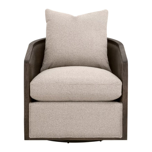 Palm Beach Swivel Club Chair Matte Brown Oak & Cane