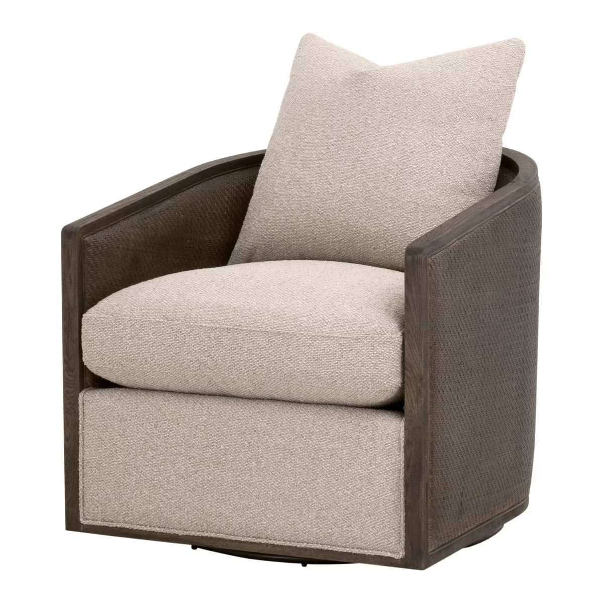 Palm Beach Swivel Club Chair Matte Brown Oak & Cane