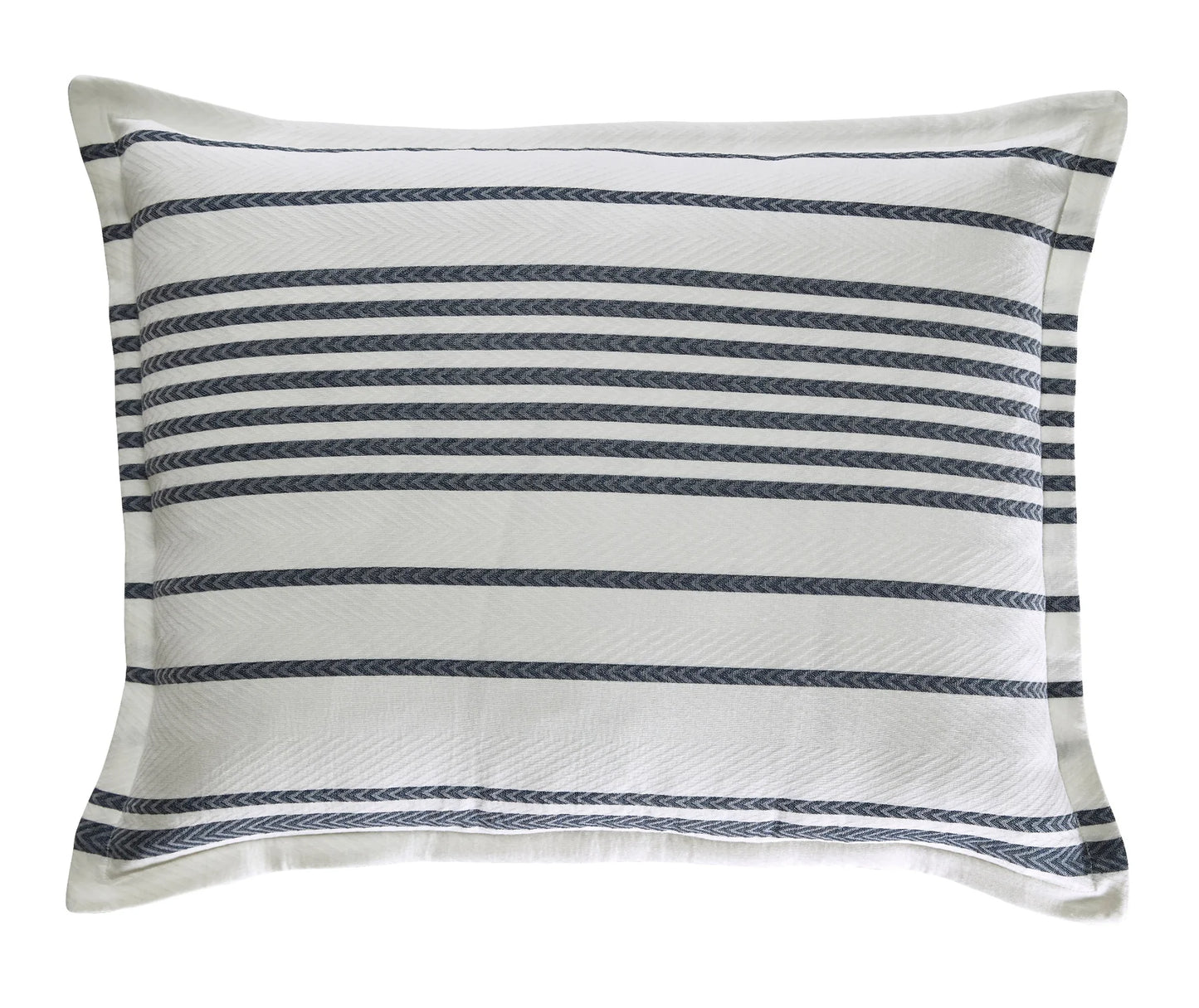 Belize Standard Pillow White and Navy 20x26